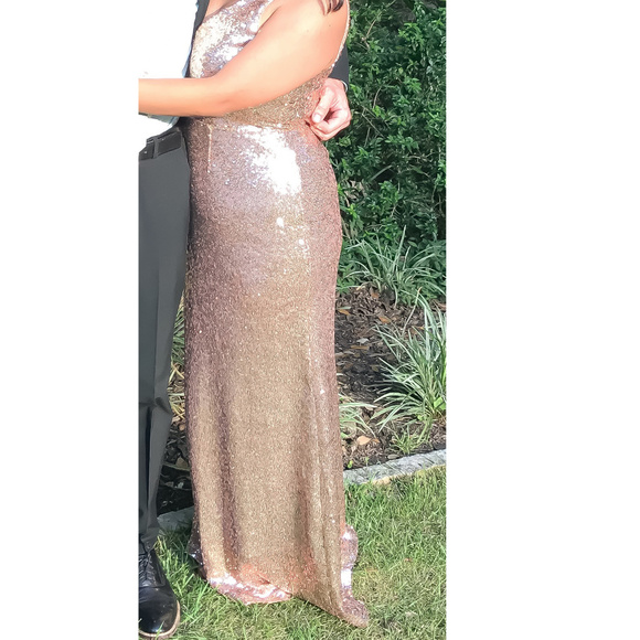 Champagne (Rosegold) Sequin Long Dress - Picture 6 of 6